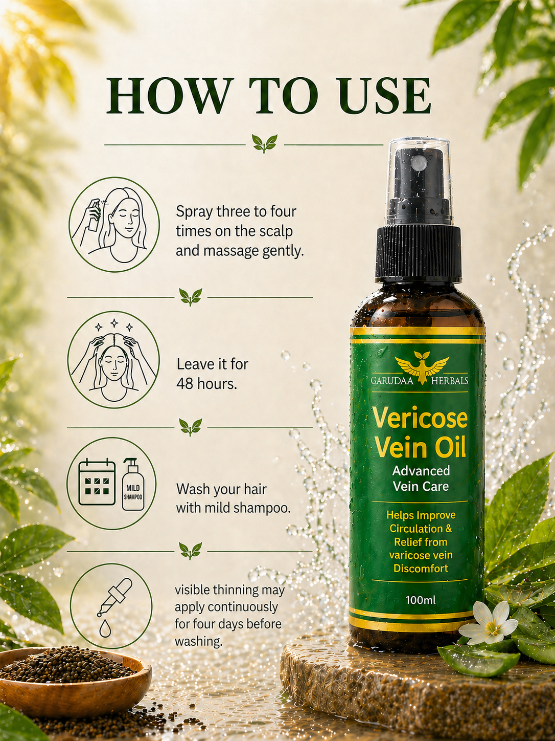 Varicose Vein Herbal Oil – Leg Comfort & Circulation Support