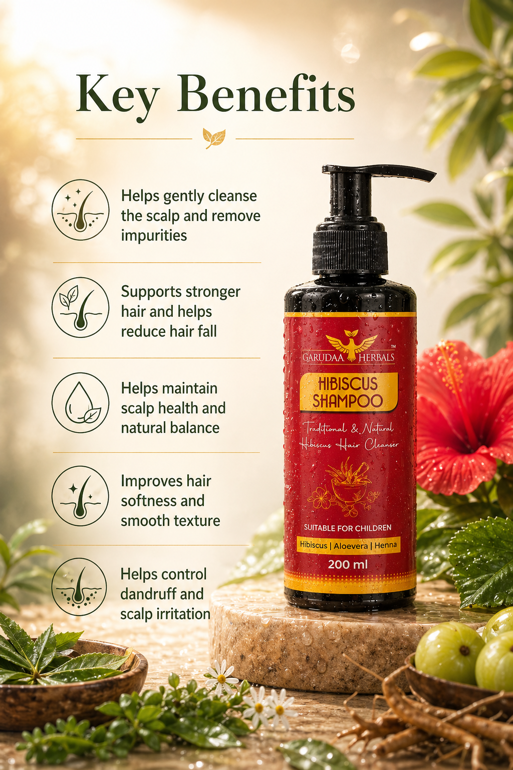 Hibiscus Herbal Shampoo – Strength, Shine & Scalp Care Support